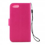 Wholesale iPhone 7 Plus Folio Flip Leather Wallet Case with Strap (Hot Pink)